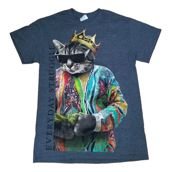 new BIGGIE SMALLS Gangsta Rapper Cat tee Hip Hop Brooklyn Mint B.I.G. kitty SM - Picture 1 of 13